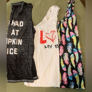 Bundle of three tank tops , The white one is Large and the other two are XL